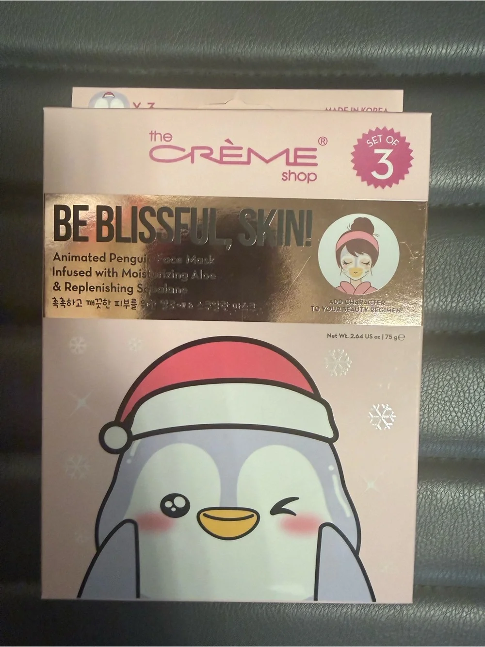 The Crème Shop Be Blissful, Skin! Penguin Sheet Mask Aloe + Squalane 3pc